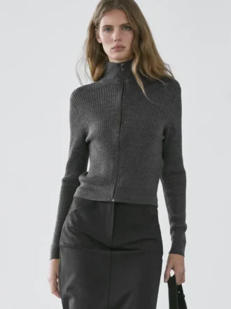 Woll-Cardigan mit Reißverschluss